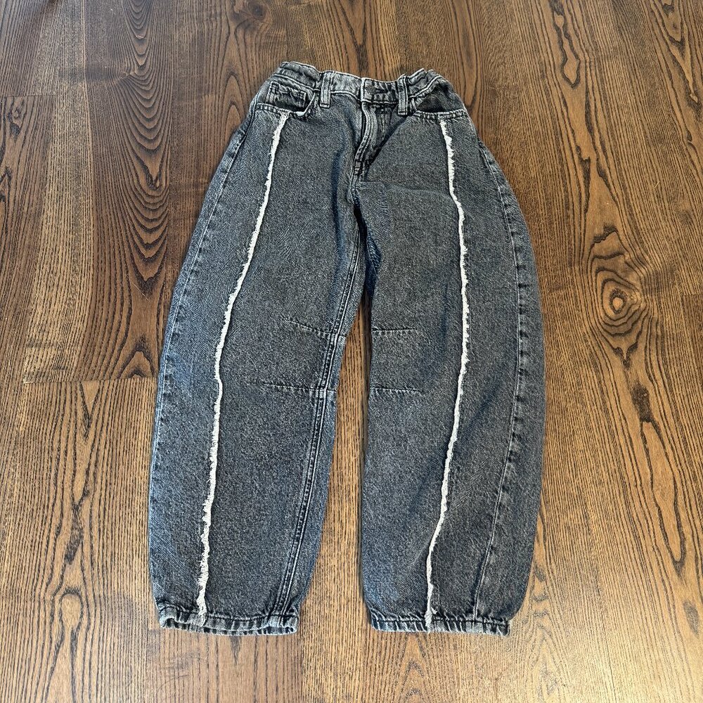 Girls Acid Washed Seamed Barrel Jeans